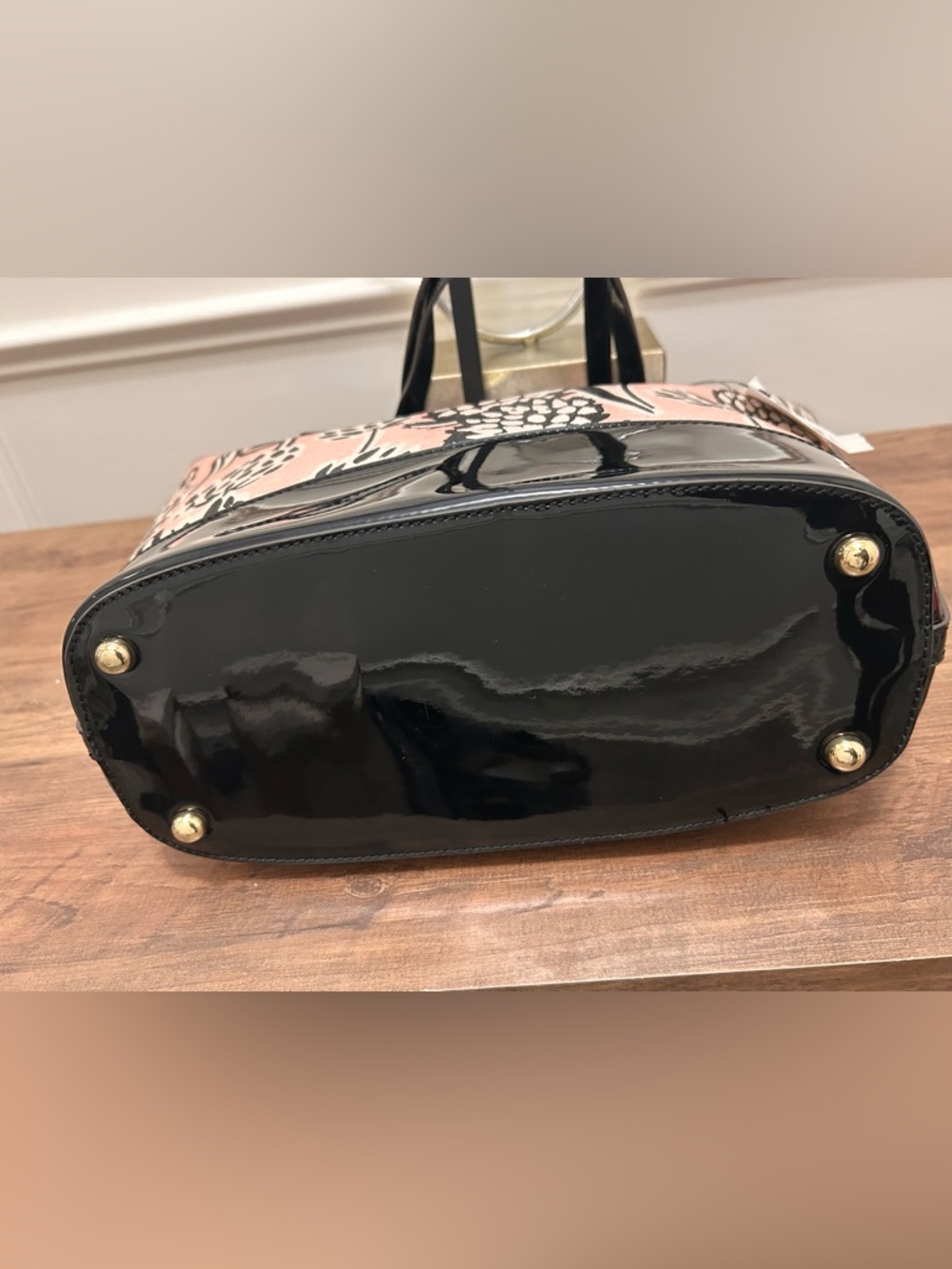 Anne Klein Pink and Black Floral Tote - Picture 6 of 8